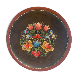 Hand-painted wooden plate from vintage karnten Austria