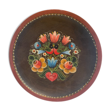 Assiette en bois peinte à la main de karnten Autriche vintage
