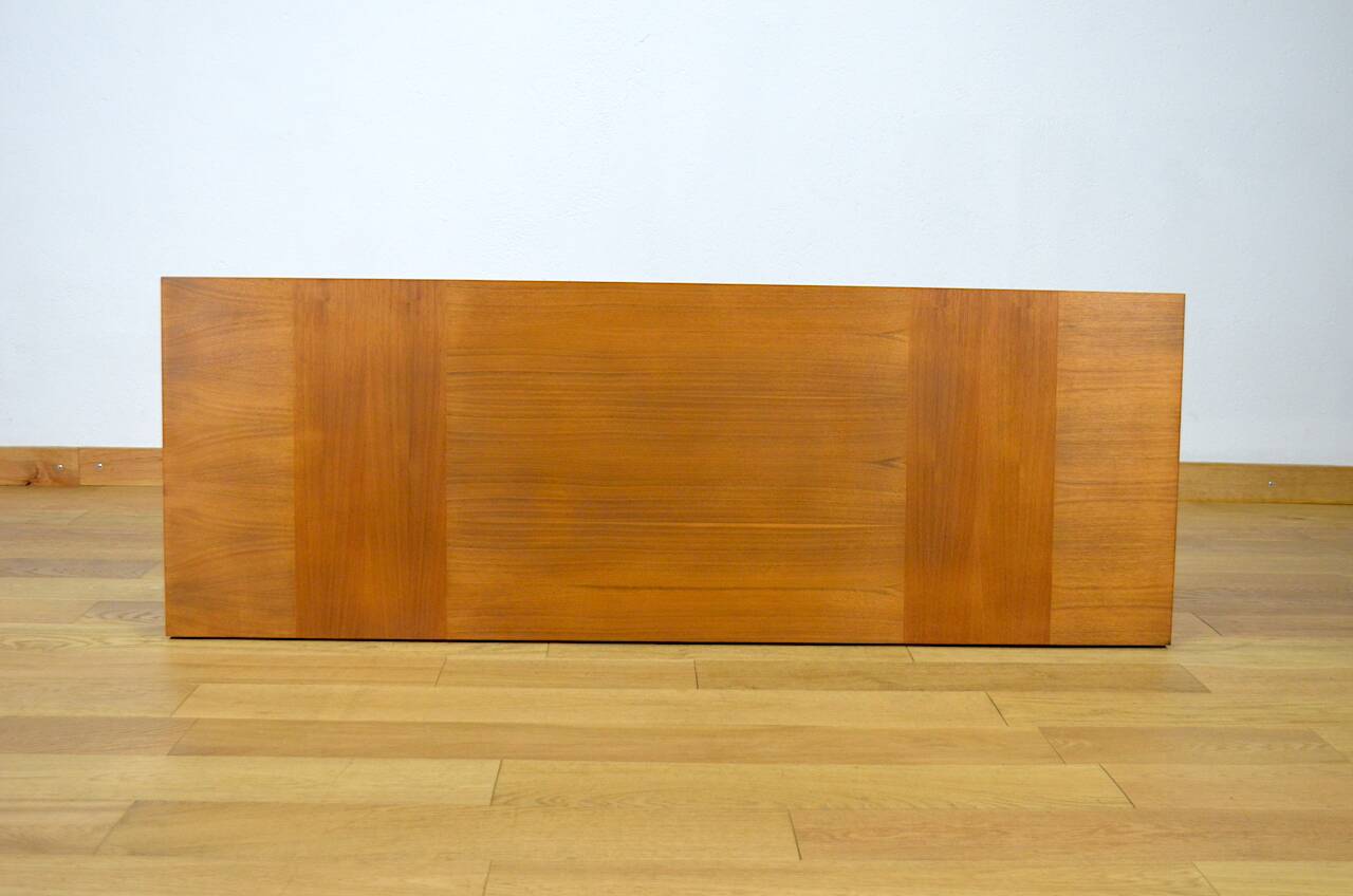 Grande Table Basse en Noyer & Pieds Métal Vintage 1960