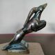Pair of Gazelles bookends Hippolyte Moreau, signed - Spelter, marble
