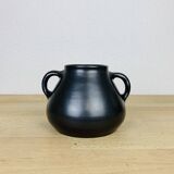 Black ceramic pot-bellied vase from the 50s