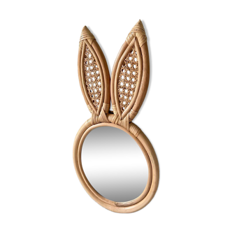 Miroir en rotin en forme d'oreilles de lapin