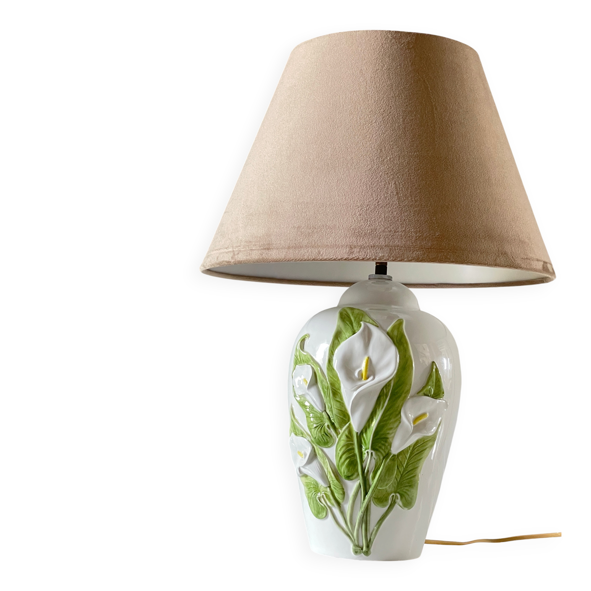 Lampe italienne fleurs d'arum vintage