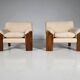 Fauteuils en bois de noyer "Sapporo" du milieu du siècle par Mario Marenco pour Mobil Girgi, 1970