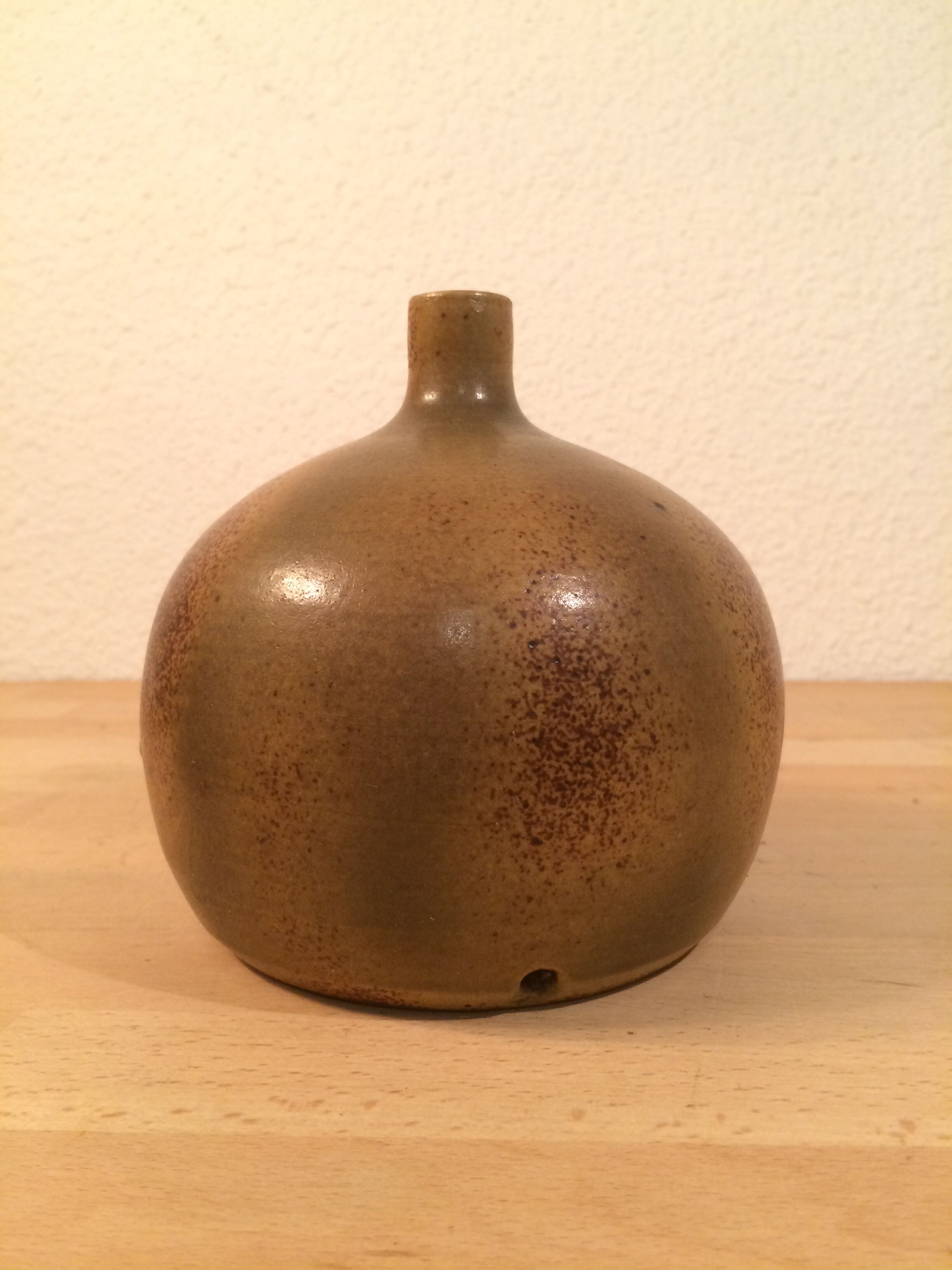 Sandstone ball vase signed Michel Dumont