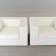 Pair of vintage Throw Away Armchairs by Willie Landels for Zanotta, white Vinyl