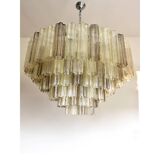 Luxury Huge Champagne E Fumè “Tronchi” Murano Glass Chandelier in Venini Style