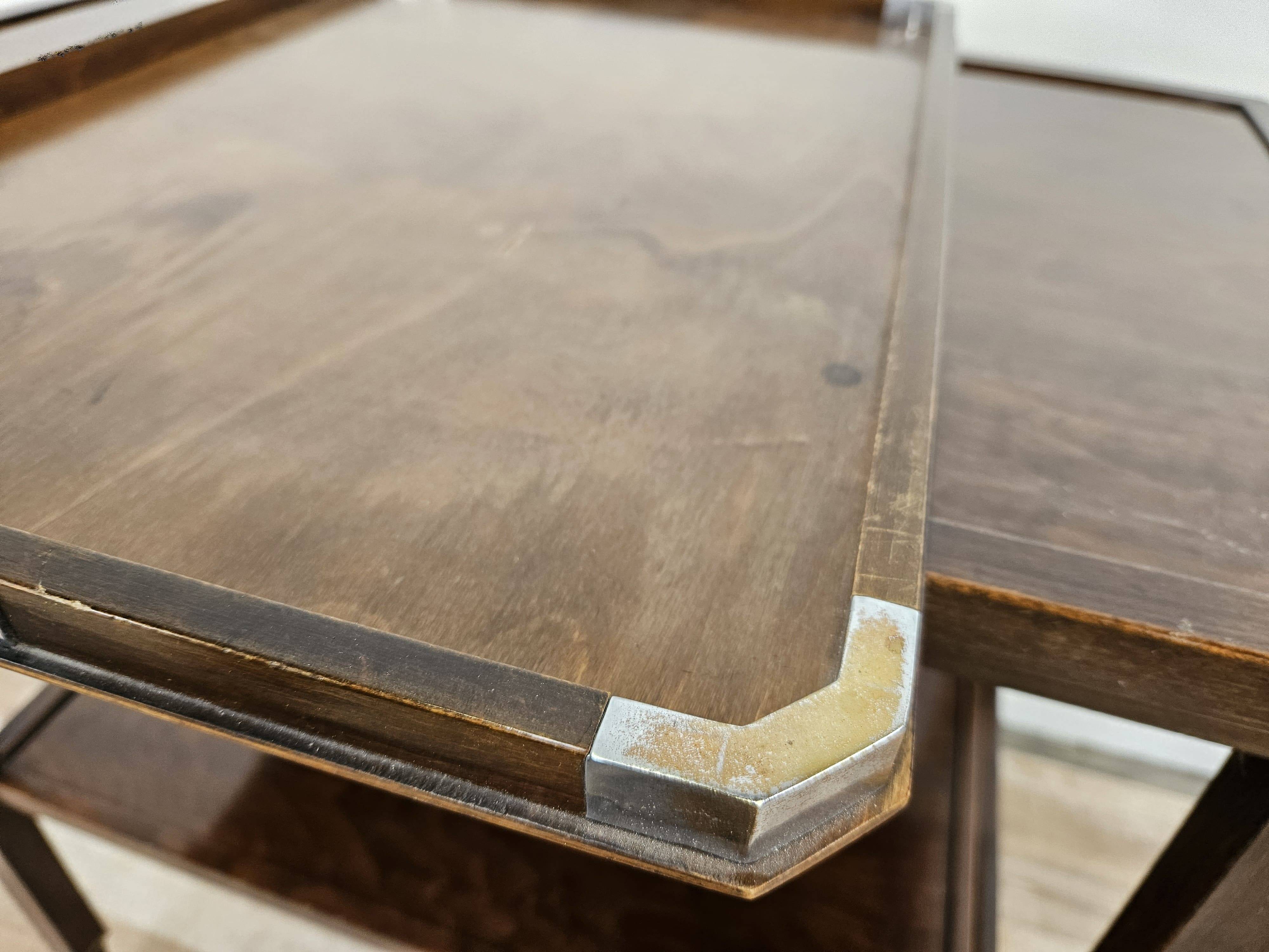 1930s art decò tray by fada in wood and metal