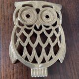 Owl trivet in golden brass