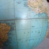 Old terrestrial globe world map Taride metal feet