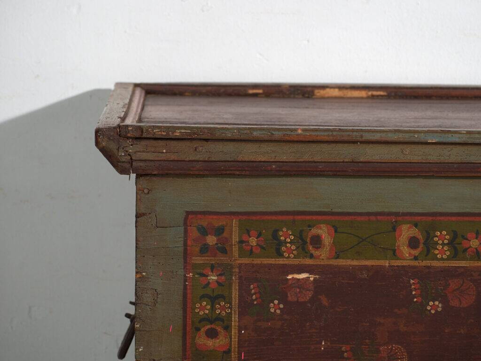 Antique polychrome wedding chest – Central Europe, circa 1850