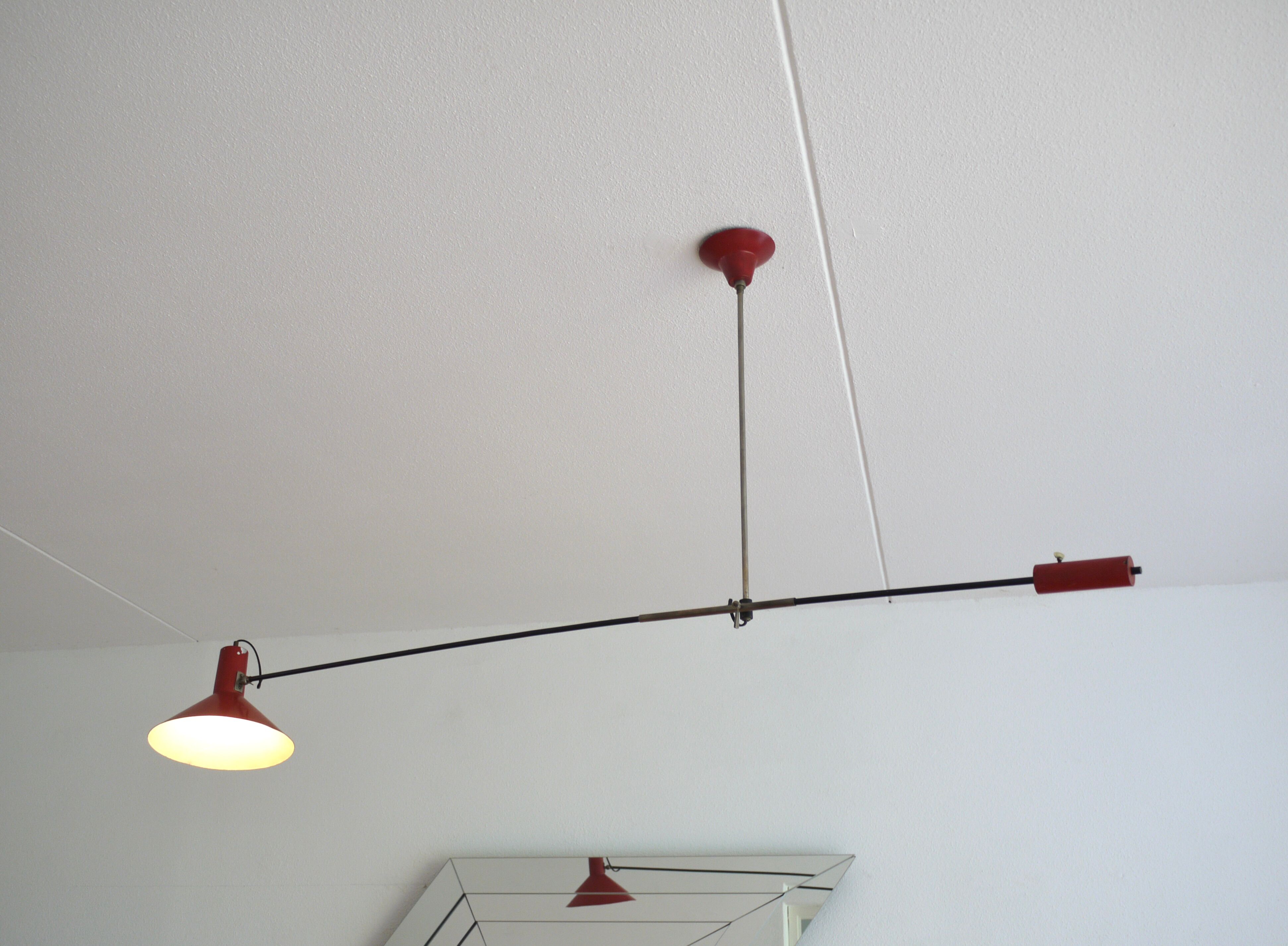 counterbalance ceiling lamp by JJM.Hoogervorst for Anvia. 1950s