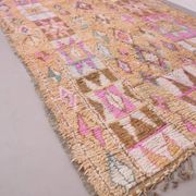 Peach Vintage Moroccan Rug 182 x 348 cm - Berber Wool Rug For Living Room