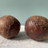 Two old nineteenth century leather golf balls