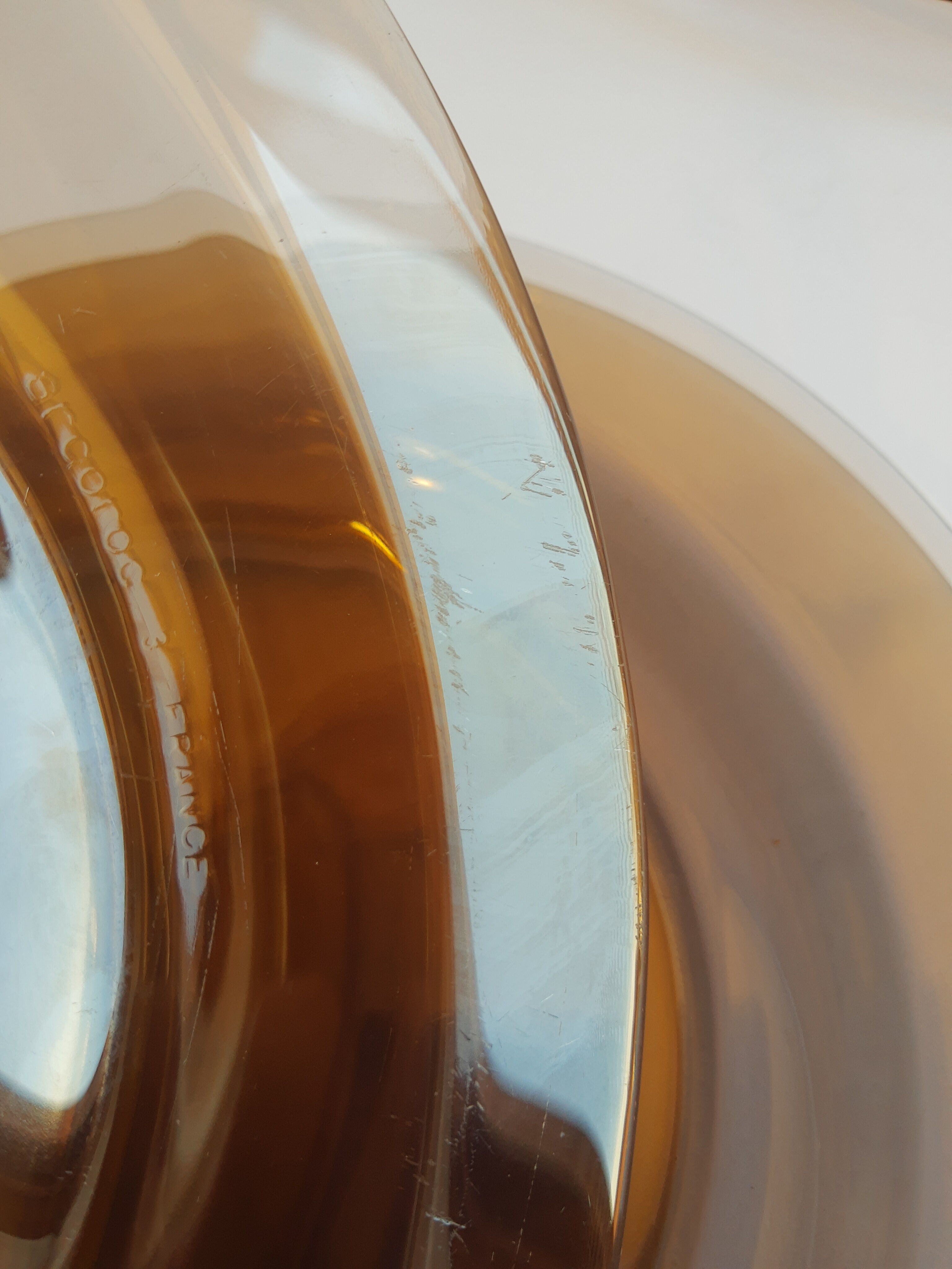 Set of 9 flat plates in smoked glass Arcoroc France 70s vintage