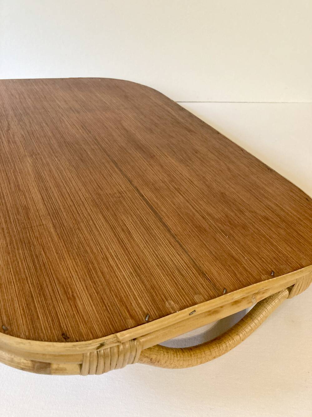 Vintage service tray in bamboo and rattan