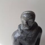 Inuit Art Soapstone Sculpture Eskimo Hunter/Fisherman Signed. 1960s