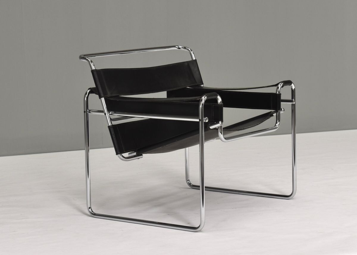 Wassily chair by Marcel Breuer in black leather 1970