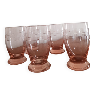 Lot de 5 verres coloris rose