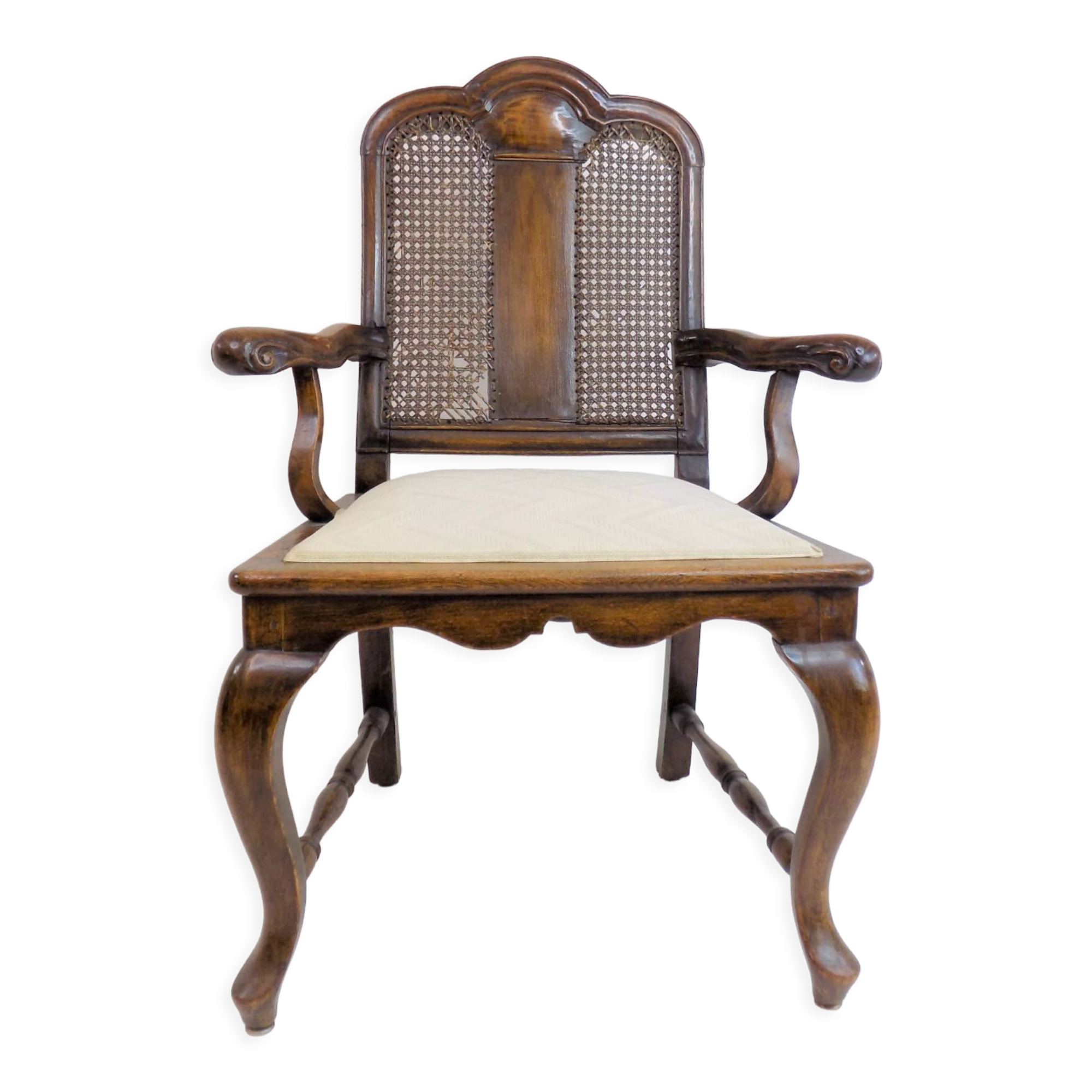 Chaise en bois néobaroque avec vannerie viennoise