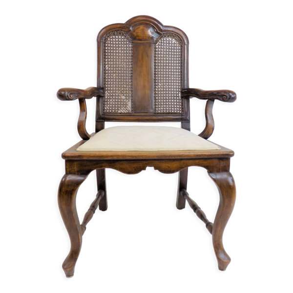 Chaise en bois néobaroque avec vannerie viennoise