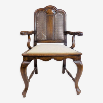 Neobaroque wooden chair with viennese wickerwork