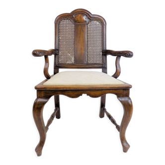 Chaise en bois néobaroque avec vannerie viennoise
