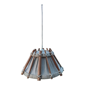 Vintage wood and wool pendant lamp