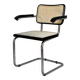 Cesca armchair with metal and wood armrest by Marcel Breuer