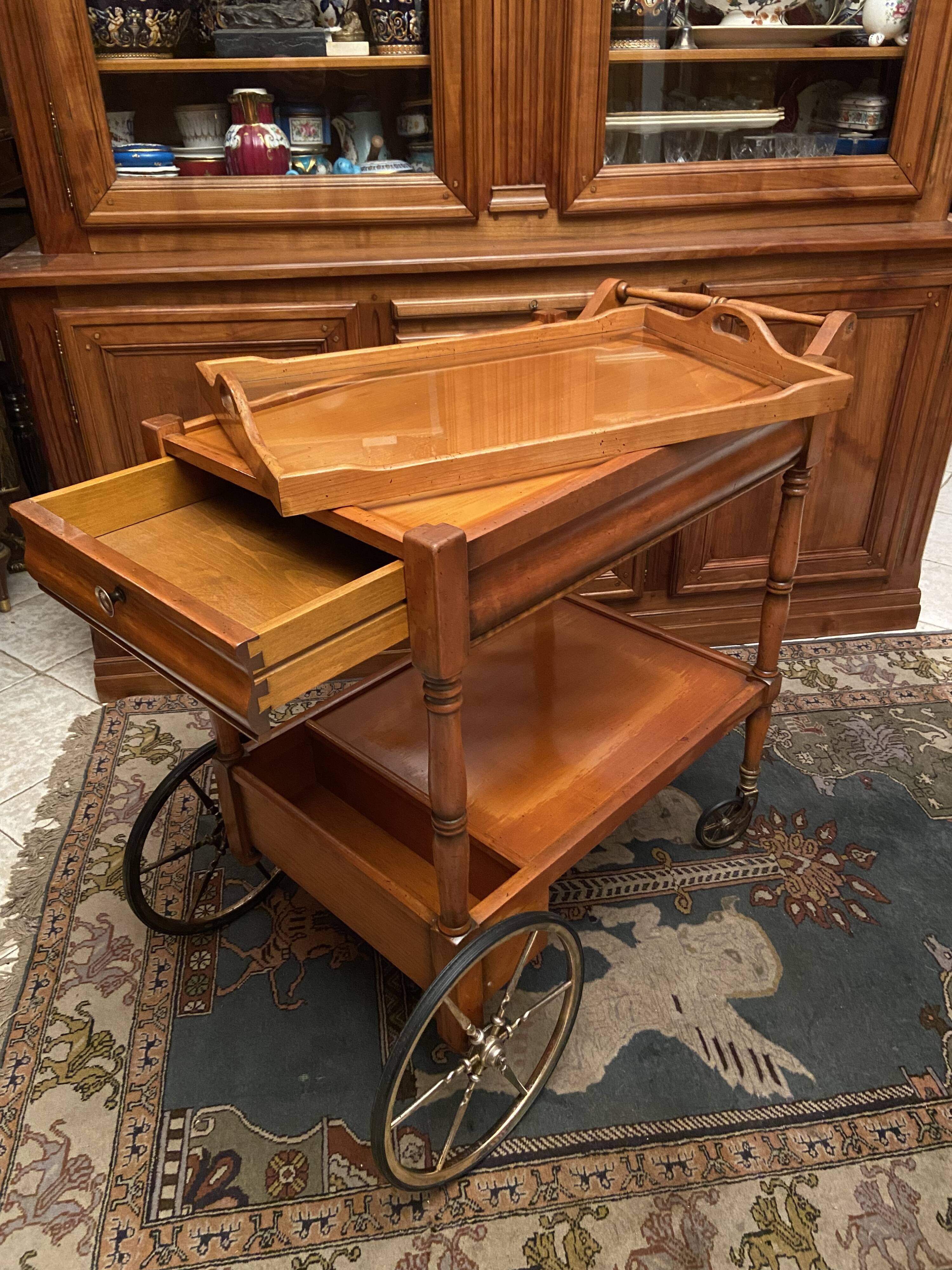 Serving table in blond cherrywood with removable top