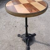Bistro Table Unique - Graphic Marquetry Top & Cast Iron Base 1900