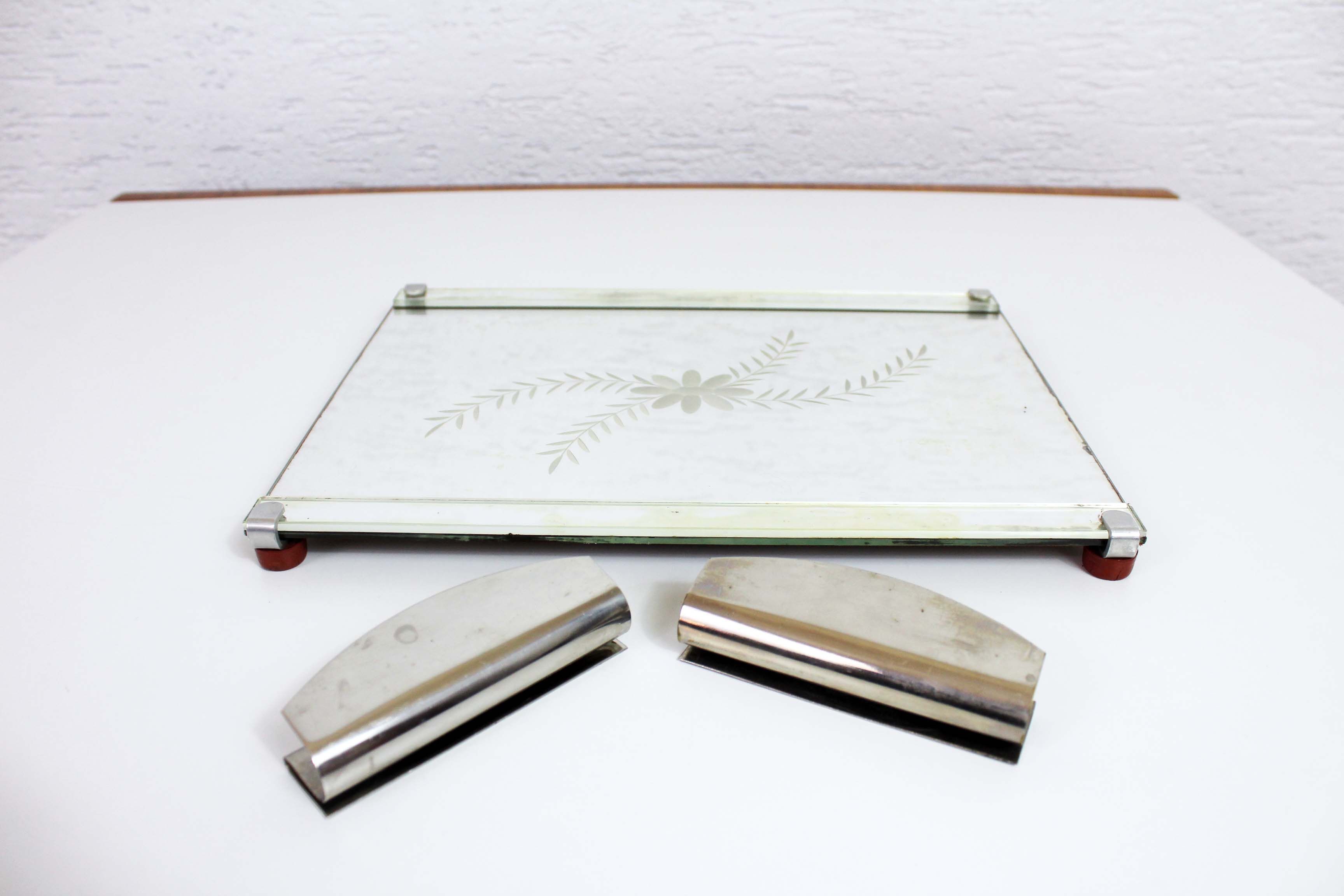 Tray mirror vintage removable handles