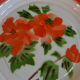 Vintage sheet metal enamelled floral tray