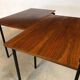 Minimalist walnut & steel stacking side tables, 1960s, Set of 2
