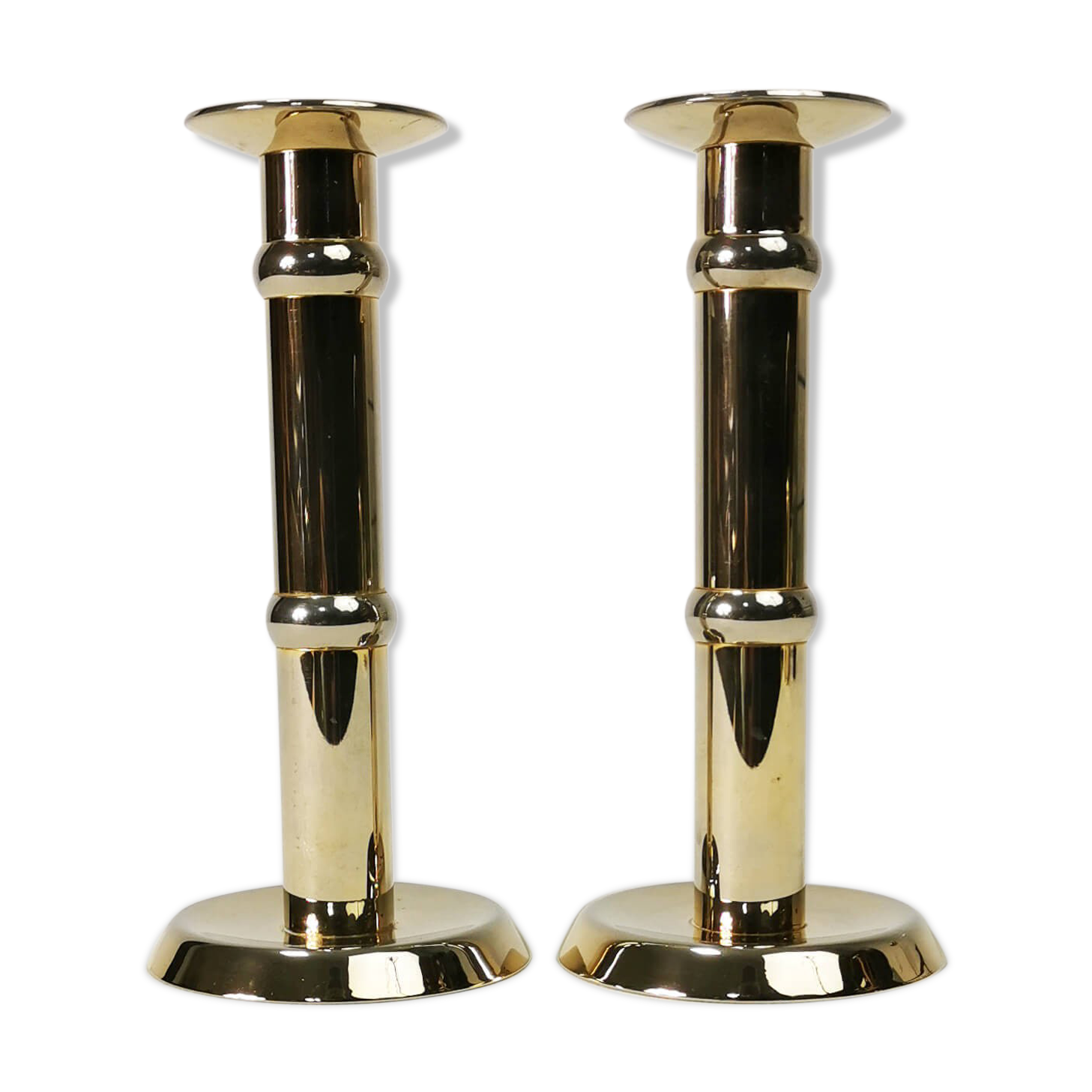 Pair of gilded candlesticks, 1960s Denmark