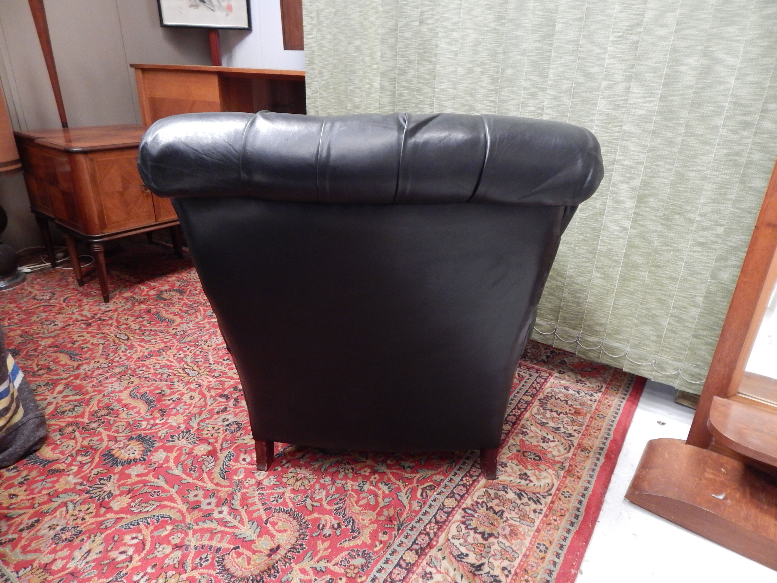 Pair Old black leather chair