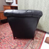 Pair Old black leather chair