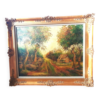 Tableau ancien peinture sur toile signé r.debadrihaye