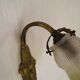 French Art Deco Brass Single Wall Light Rose Bud White & Green Shade 5507