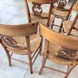 6 chaises en merisier massif « les fables de la fontaine «