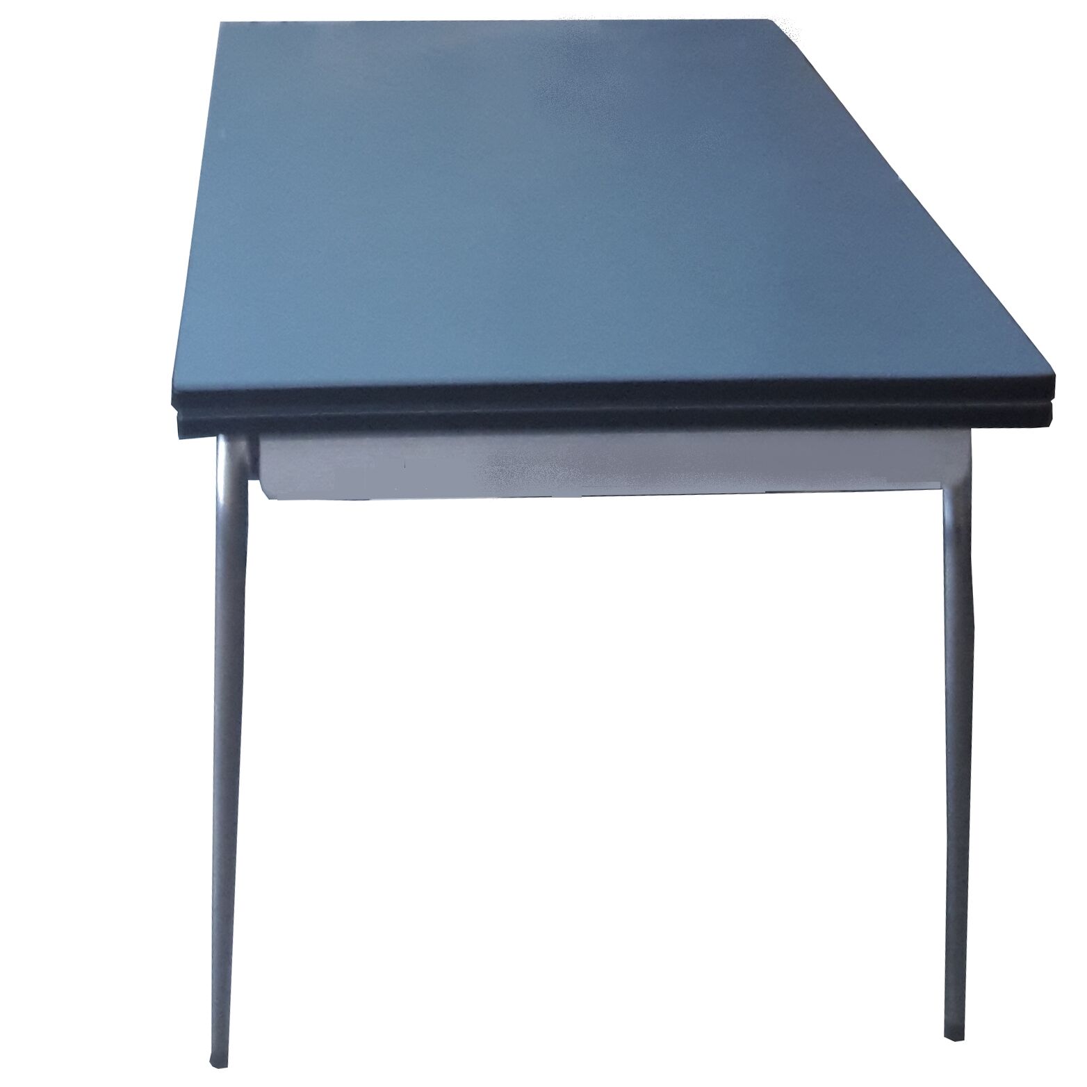 Table et six chaises en formica gris et bleu