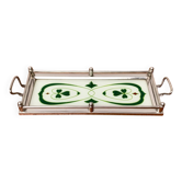 Plateau en métal et verre Art déco / Art nouveau