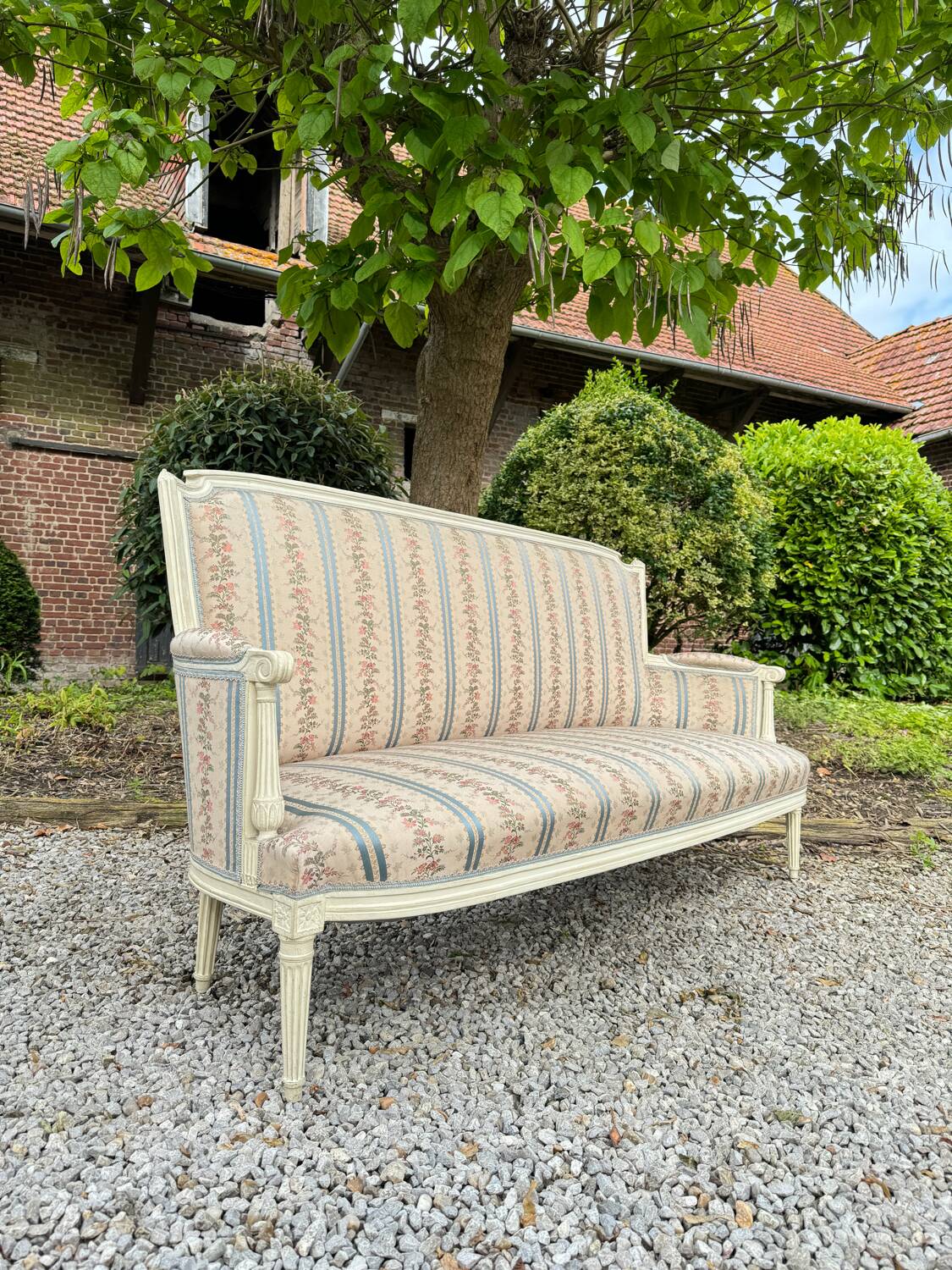 Large Sofa In Painted Wood From Louis XVI XVIII Eme Century