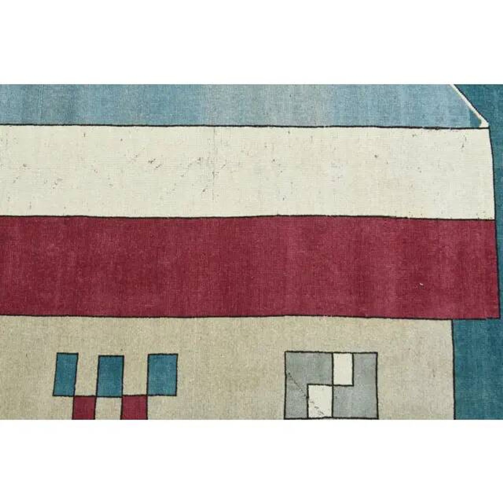 Vintage Turkish Oushak handmade wool cotton blue area rug 204x304