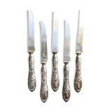 5 couteaux à dessert monogrammés TG en argent par Félix Malique, fin XIXème siècle