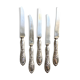 5 TG silver monogrammed dessert knives by Félix Malique, late nineteenth century