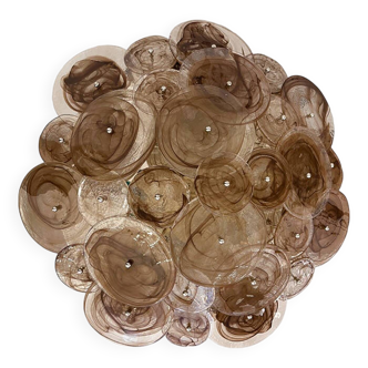 Contemporary Venied-Brown Disks Flush Mount