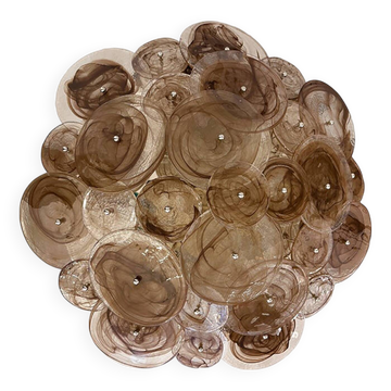 Contemporary Venied-Brown Disks Flush Mount