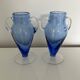 Paire de vases en verre bleu glacier