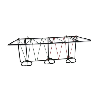 Wall-mounted coat rack hat holder metal scoubidou wire green/red 1950